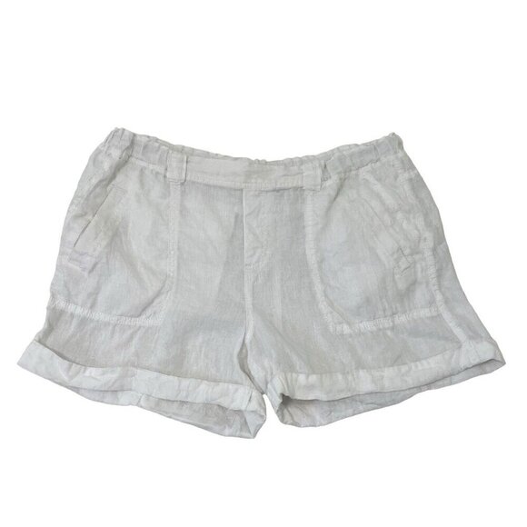 Caslon 100% Linen Pull-On Elastic Waist Shorts Pockets White size Medium - Picture 1 of 7
